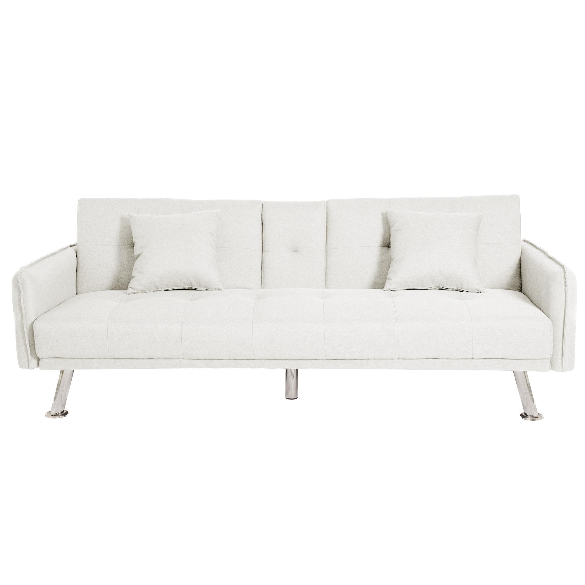 ספה תלת מושבית נפתחת למיטה תלת מושבית דגם פריז צבע לבן שנהב