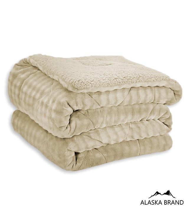 שמיכת פוך פינוק זוגית עם מילוי דו צדדי קורל פליז דגם סטורי | בג'