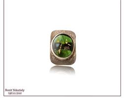 טבעת כסף, ייחודית עם זכוכית ירוקה
