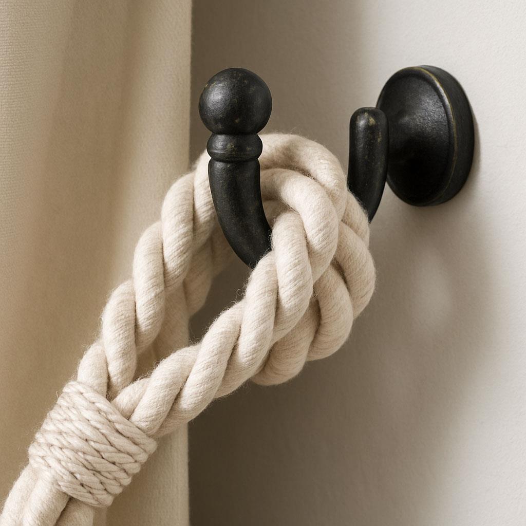 זוג ווי קיר / "סוסי קיר" לאחיזת חבק וילונות דגם Basic - שחור זוג ווי קיר / "סוסי קיר" לאחיזת חבק וילונות דגם Basic - שחור