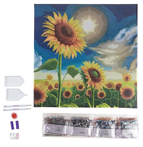 אומנות קריסטל - תמונת קנבס פרחי חמניות 30*30