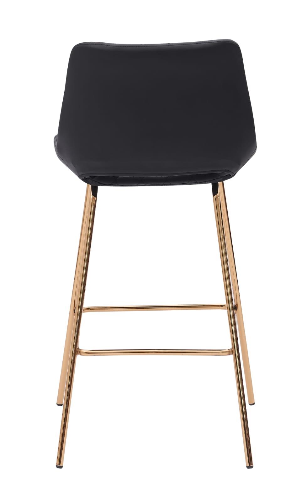 כסא בר מעוצב דגם ליסבון גולד דמוי עור שחור כסא בר מעוצב דגם ליסבון גולד דמוי עור שחור