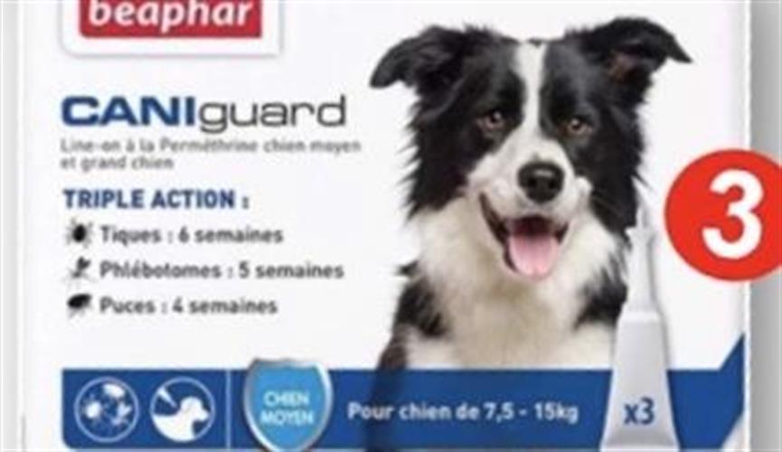 (Cani guard (m. אמפולות לטיפול בפרעושים וקרציות  לכלב לגזע בינוני 7-15 קג