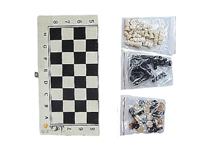 שש בש + שחמט + דמקה 3 ב-1 מעץ