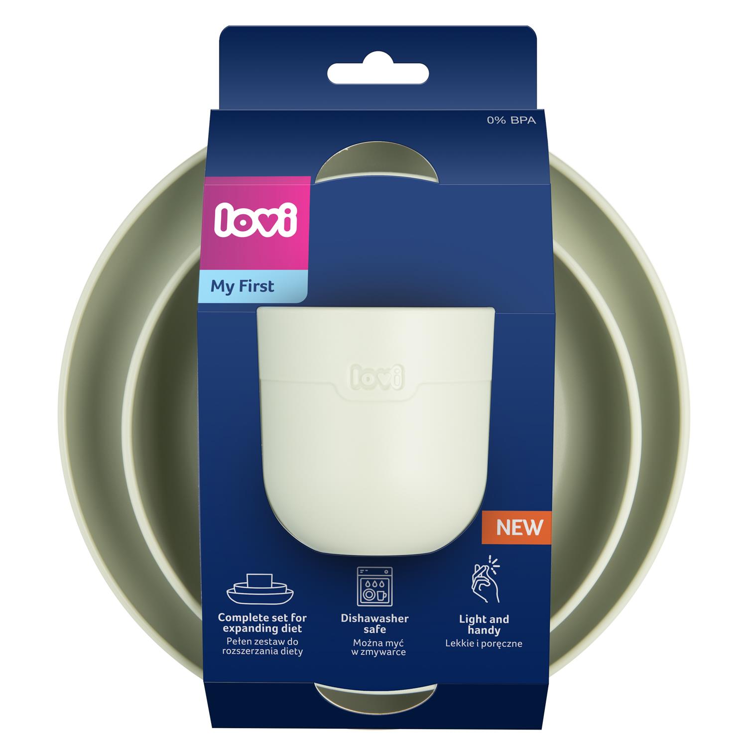 סט צלחות וכוס בצבע פיסטוק