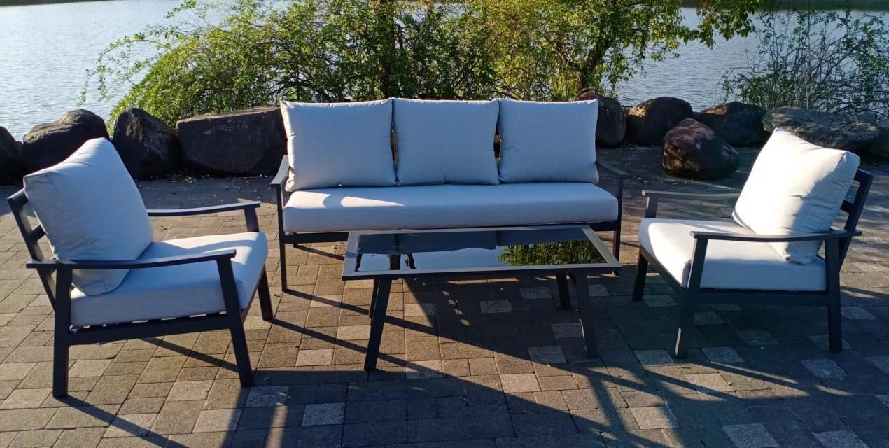 מערכת ישיבה אלומיניום לגינה ולמרפסת דגם גוי תלת צבע פחם*אחרון מתצוגה*