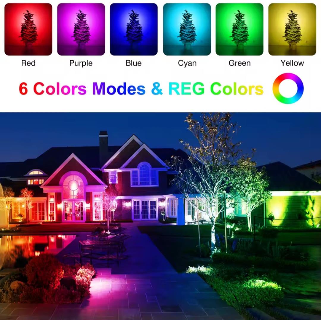 פנסי ספוט RGB סולאריים לגינה – סט של 4 יחידות