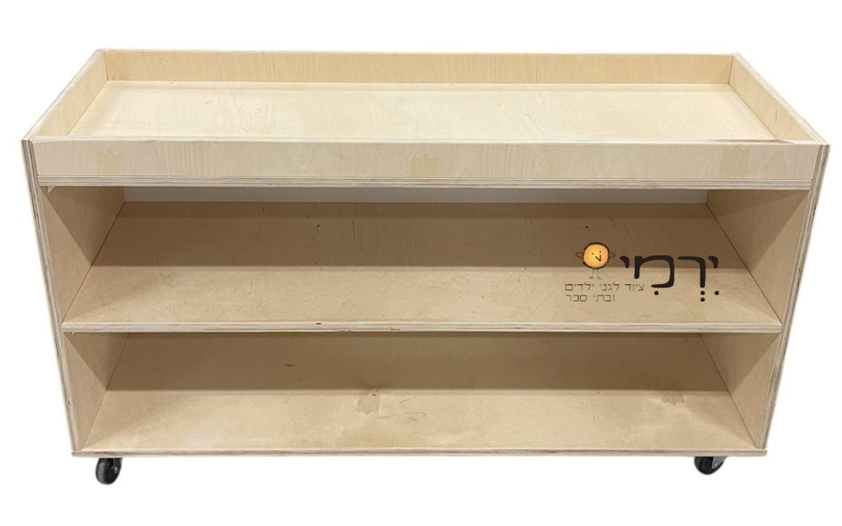 כוננית משחקים ניידת עץ מלא