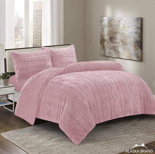 מצעי 100% קורל פליז - רכים ומחממים במיוחד | דגם סוודר Sweater ורוד