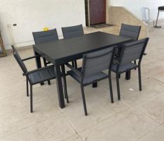 שולחן לגינה ולמרפסת נפתח אלומיניום טופ אלומיניום 1.40-2.80 + 4 כסאות צבע אפור