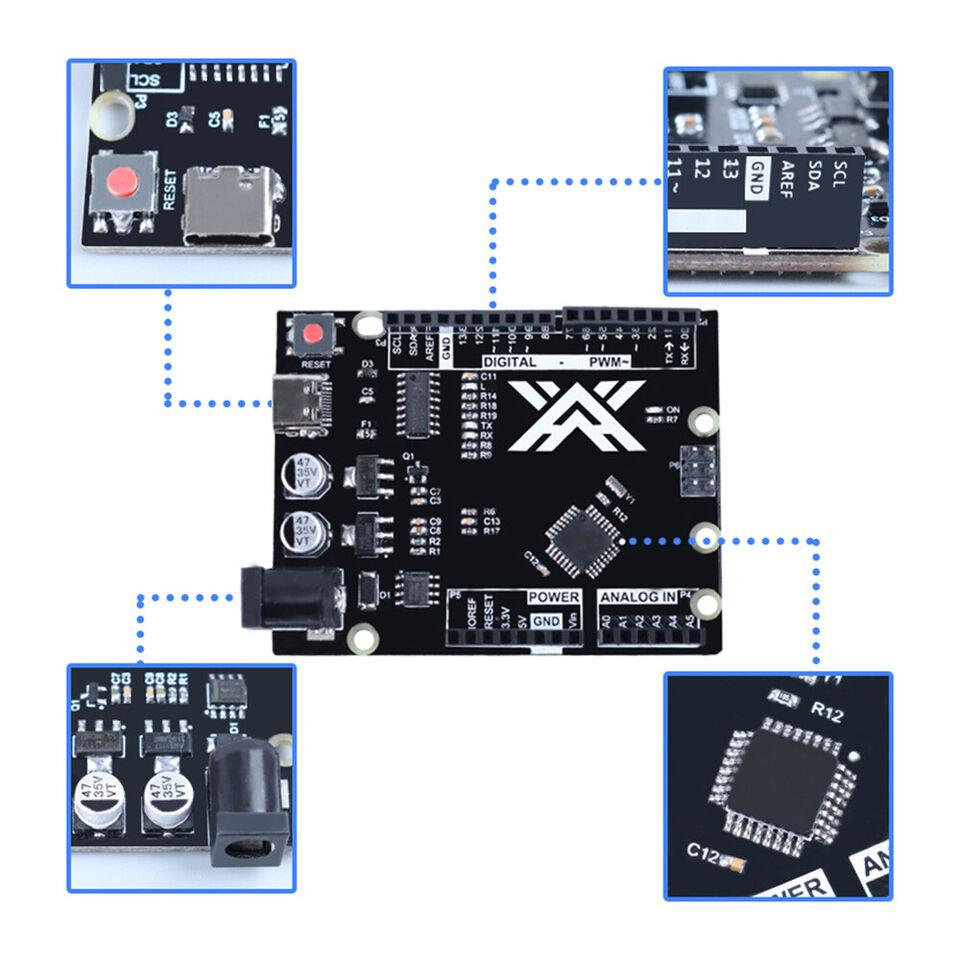 כרטיס פיתוח תואם TYPE C Arduino UNO R3 CH340 (ארדואינו אונו R3) ללא כבל