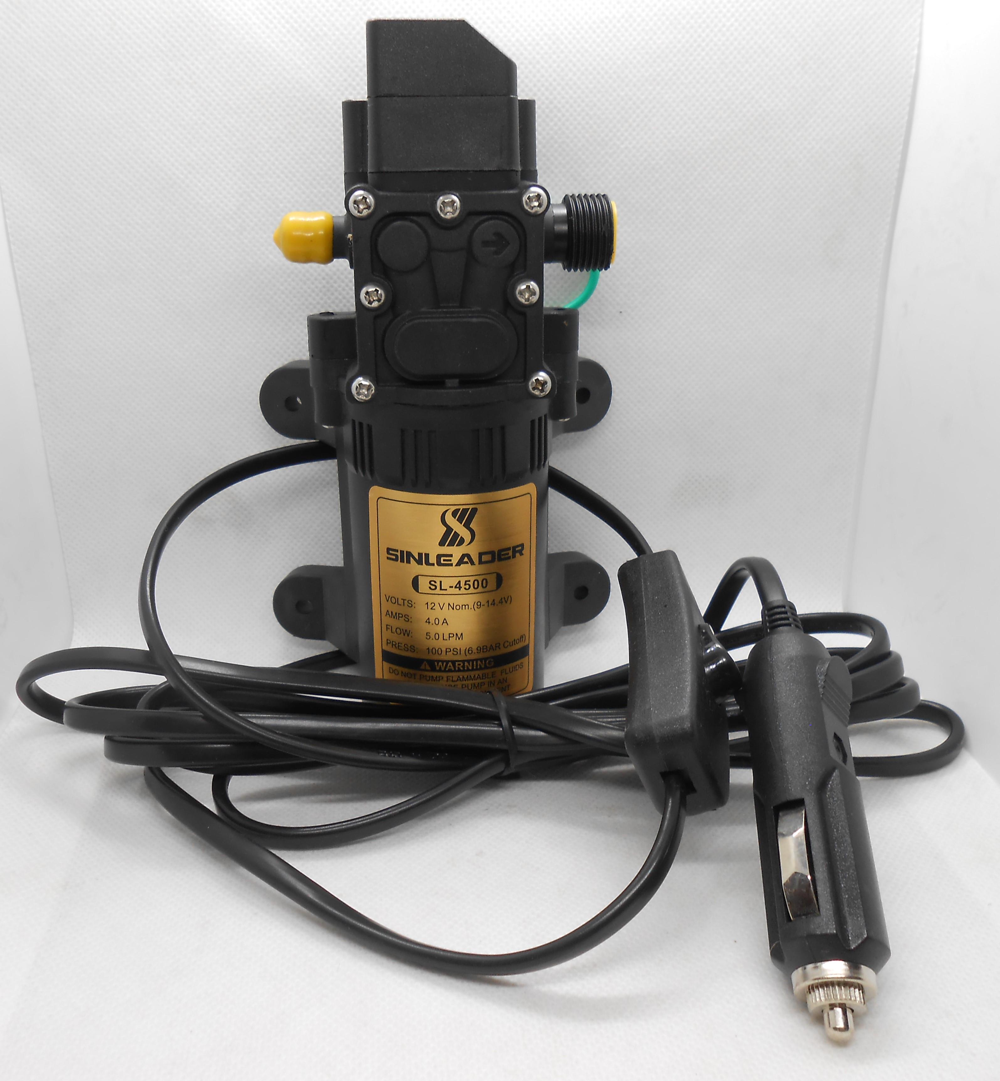 משאבת מים מנוע חשמלי DC 12 V הספק 5 ליטר לדקה לחץ 100 PSI דגם SL 4500 לחץ 6.9 BAR