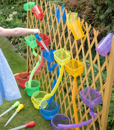 סט משפכים וצינורות צבעוניים שקופים למשחק