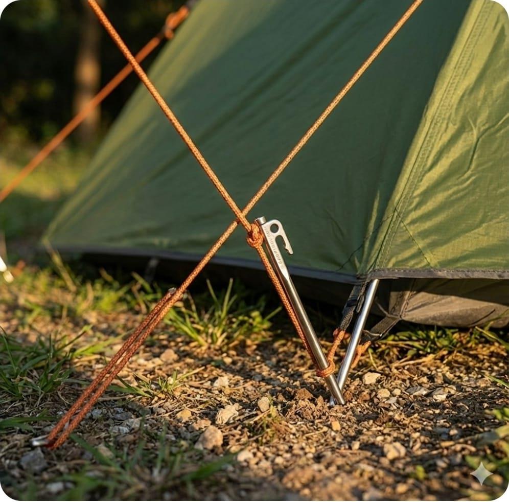 יתדות לאוהלים יתד נירוסטה אורך 40 CM עובי 10 MM יתד מקצועי עם אוזן קשירה קמפינג לייף