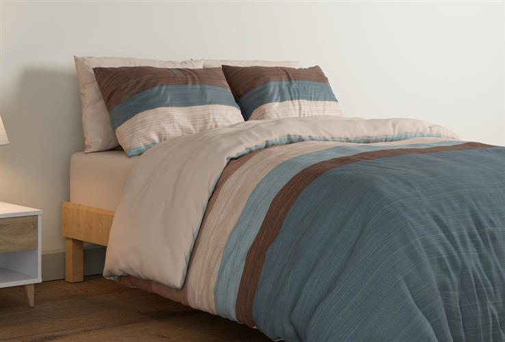 סט מצעים זוגי רחב 180X200 מבד 100% כותנה - סהרה כחול סט מצעים זוגי רחב 180X200 מבד 100% כותנה - סהרה כחול