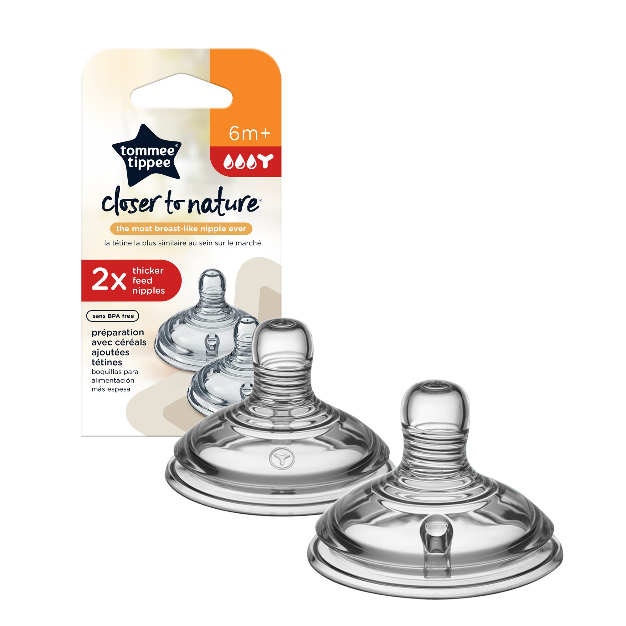 פטמה למזון סמיך 6m+ מסדרת Closer To Nature (זוג במארז)