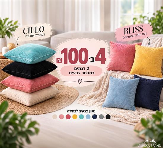 מבצע! 4 כריות נוי איכותיות ב100 ש"ח!  | דגם - Cielo וBliss