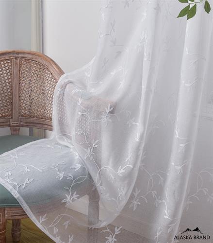 וילון איכותי שקוף דגם - אמרלד לבן