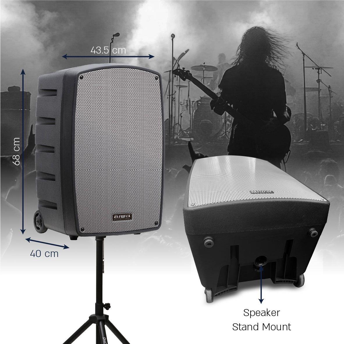 בידורית AIWA 15 אינץ' מערכת הגברה ניידת מקצועית עם 2 מיקרופונים 600W בידורית AIWA 15 אינץ' מערכת הגברה ניידת מקצועית עם 2 מיקרופונים 600W