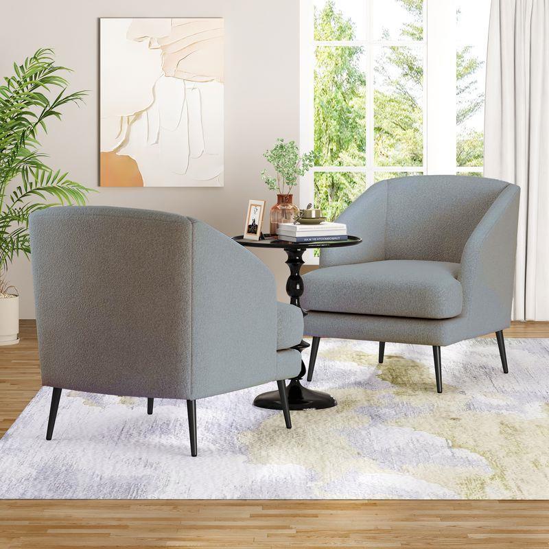 כורסא מעוצבת יוקרתית לבית דגם מקס בד בוקלה צבע אפור