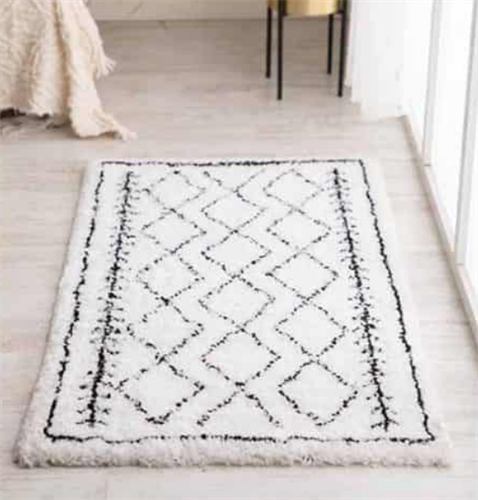 שטיח מרקש שאגי שחור לבן  01