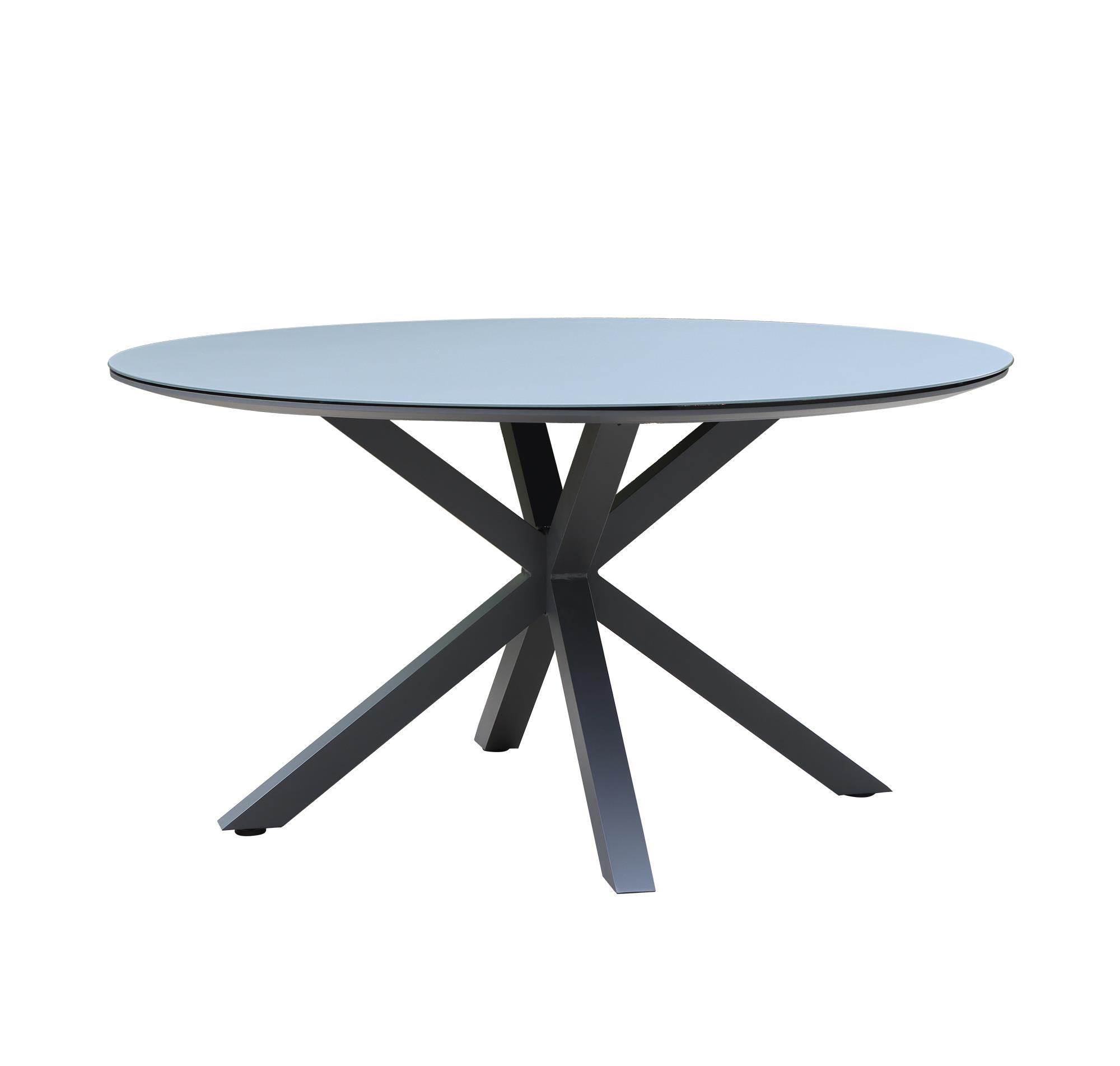 שולחן עגול קוטר 140 אלומיניום לגינה ולמרפסת + 6 כסאות דגם פרובנס צבע אפור