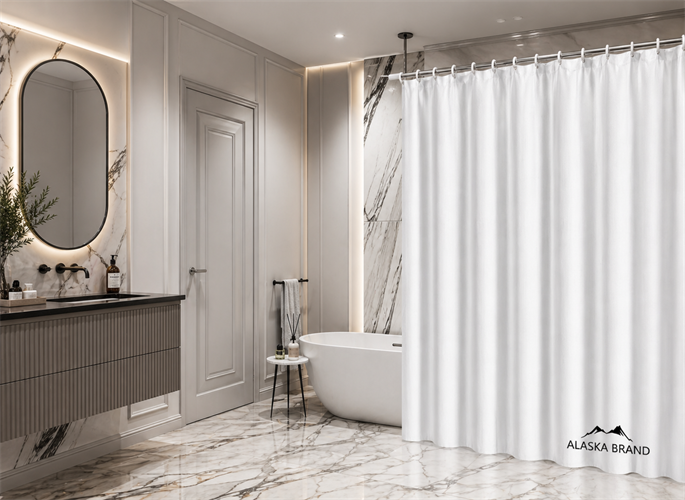 וילון אמבטיה איכותי תוצרת ישראל בצבע - לבן | 200X180 | 180X240 | 180X180