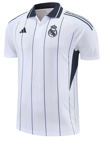 ריאל מדריד חולצת פולו פסים לבנה