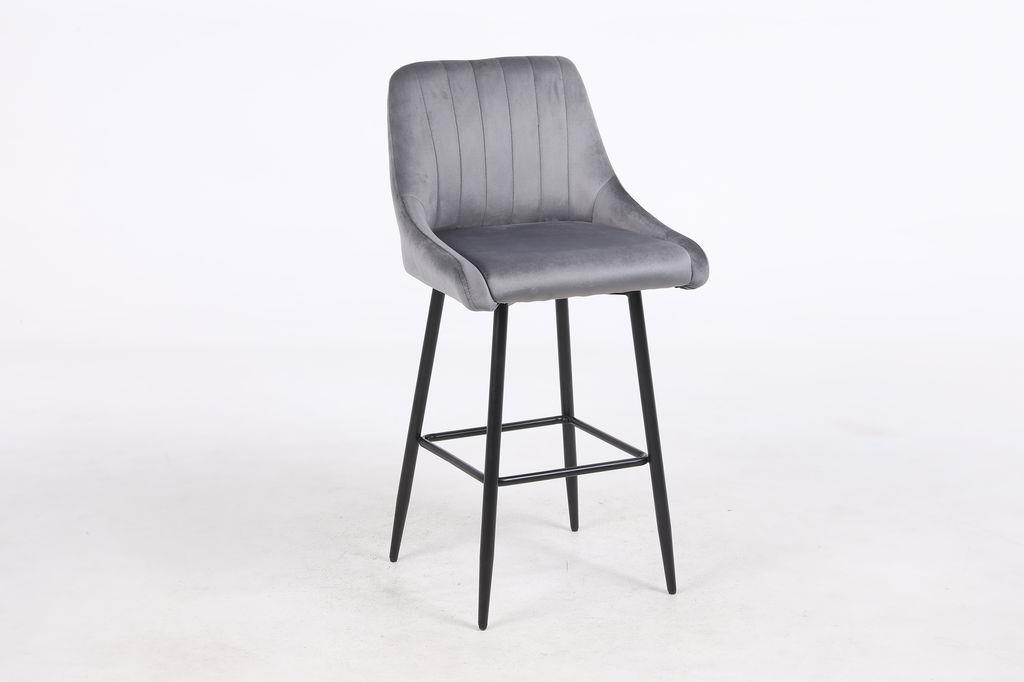כסא בר מעוצב דגם ברצלונה בד אפור