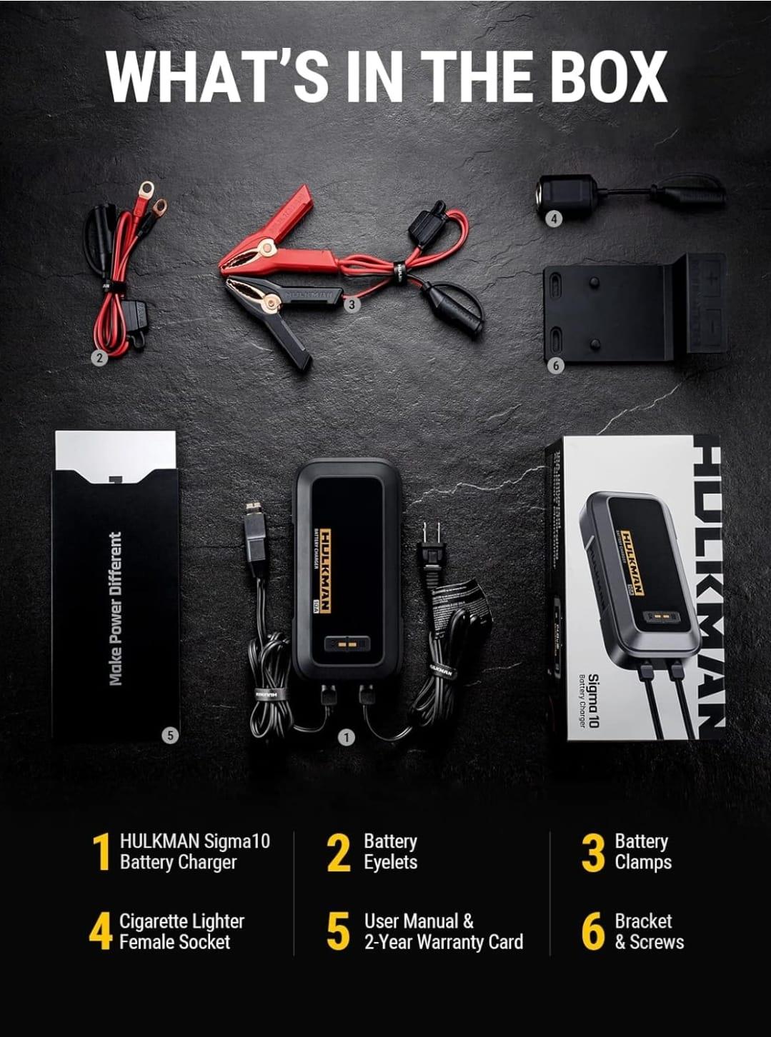 מטען מצברים אמפר 10 לכלי רכב ולגנרטורים ולמצברים SIGMA 10 לשמירה על מתח המצבר HULKMAN קמפינג לייף מטען מצברים אמפר 10 לכלי רכב ולגנרטורים ולמצברים SIGMA 10 לשמירה על מתח המצבר HULKMAN קמפינג לייף