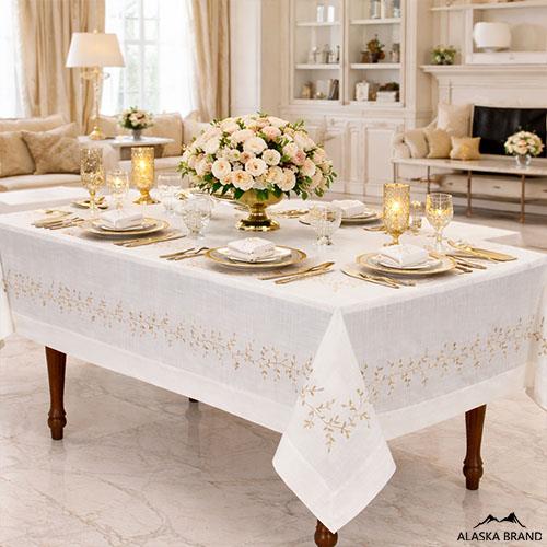 מפת שולחן עם רקמה איכותית דגם - גולד | מבחר צבעים ומידות