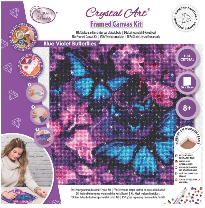 אומנות קריסטל - תמונת קנבס פרפרים סגול-כחול 30*30 אומנות קריסטל - תמונת קנבס פרפרים סגול-כחול 30*30