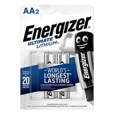זוג סוללות ליתיום Energizer AA קיבולת עד פי 5 מכל סוללה