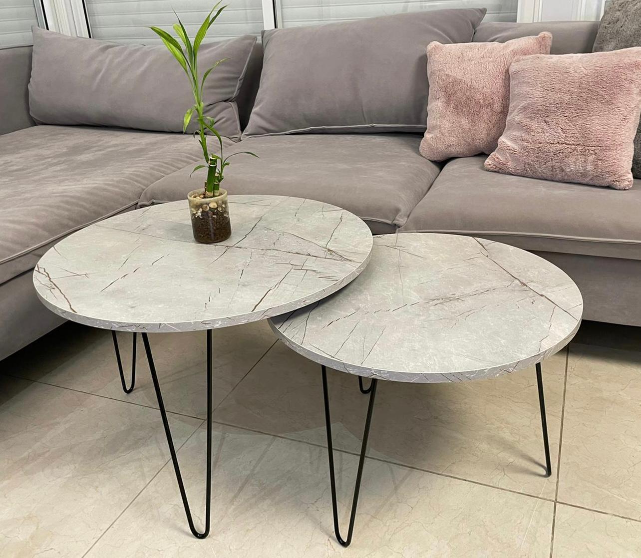 זוג שולחנות לסלון עגול דגם מילאנו