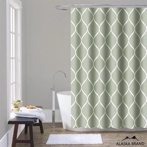 וילון אמבטיה יוקרתי דו שכבתי | דגם אווקה - מנטה