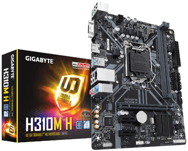 לוח אם למעבד דור 8 ו9  Gigabyte H310M A 2.0 HDMI DP Micro ATX