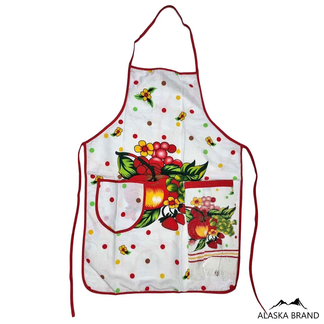 סינר איכותי + מגבת סקוצ' דגם תפוח אדום - Red Apple