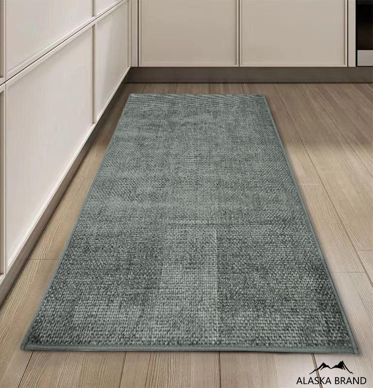 שטיח מטבח רך בתוספת גומי בתחתית דגם - בירן אפור | דמוי קטיפתי