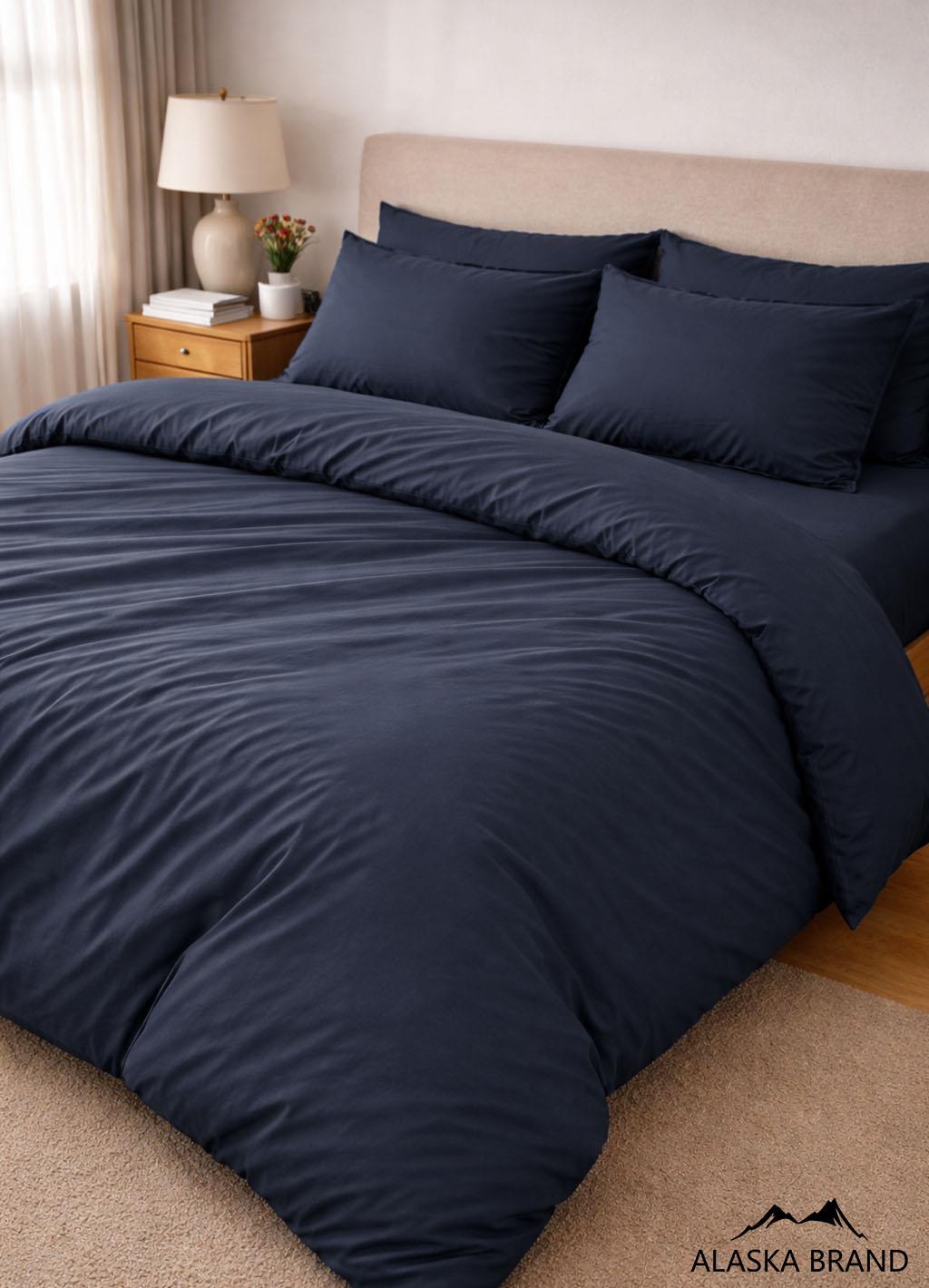 מצעי 100% כותנה מצרית אריגת סאטן 500 חוט - כחול נייבי