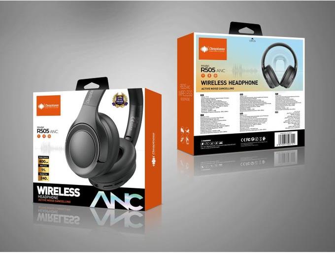 אוזניות בלוטוס עם השתקת רעשים ANC DeepBass R505