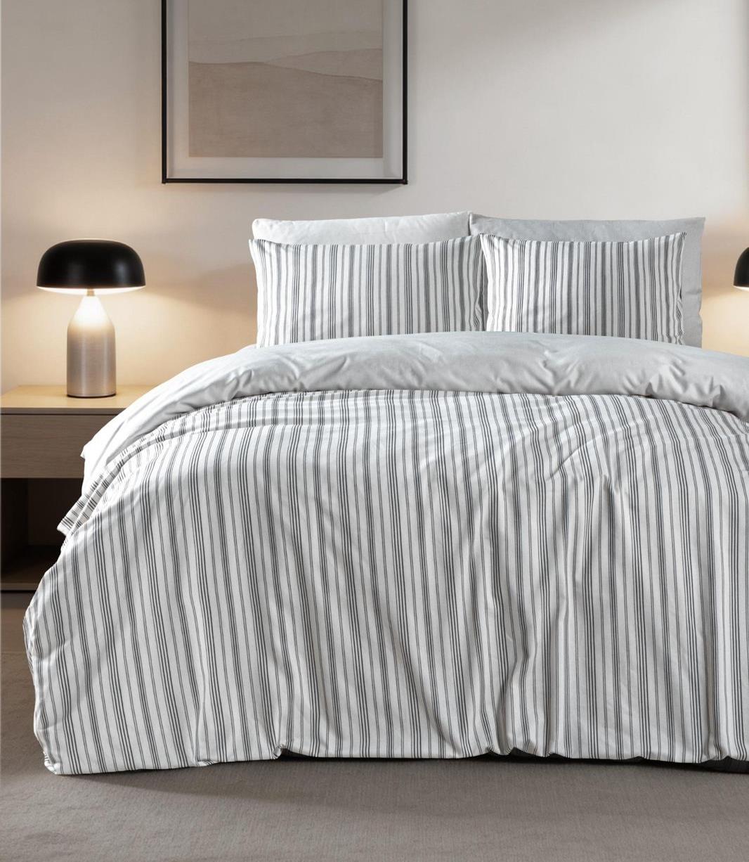 מצעי כותנה דגם גברדין Gabardine צבע אפור כהה | מבחר מידות