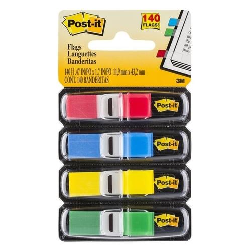 דגלוני סימון 4 צבעים עם דיספנסר Post-It