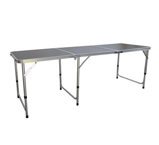 שולחן מתקפל  קישון אורך 1.8 מטר רוחב 60 סמ משטח עליון שחור מבנה אלומיניום