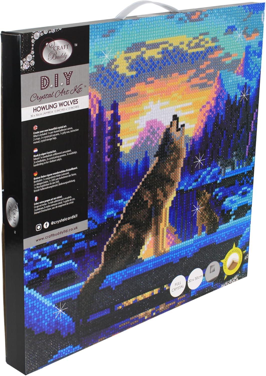 אומנות קריסטל - תמונת קנבס זאב מילל 30*30 אומנות קריסטל - תמונת קנבס זאב מילל 30*30