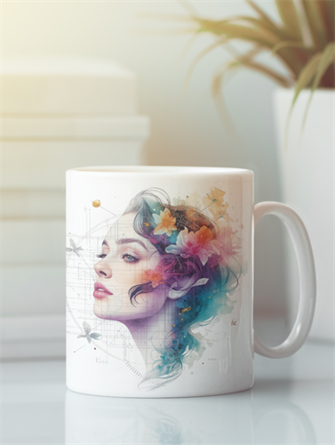 ספל מעוצב בזווית עם איור אישה בתנועה וצבעים חיים מקולקציית Blueprint ספל מעוצב בזווית עם איור אישה בתנועה וצבעים חיים מקולקציית Blueprint