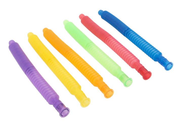 סט משפכים וצינורות צבעוניים שקופים למשחק