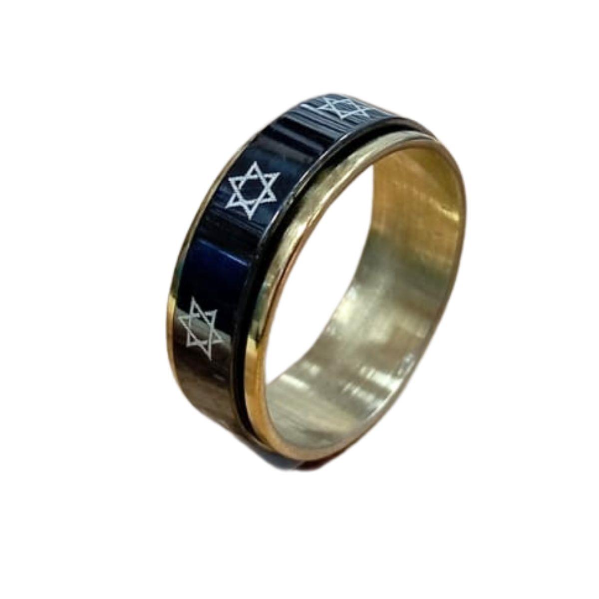 טבעת מסתובבת מגן דוד צבע זהב