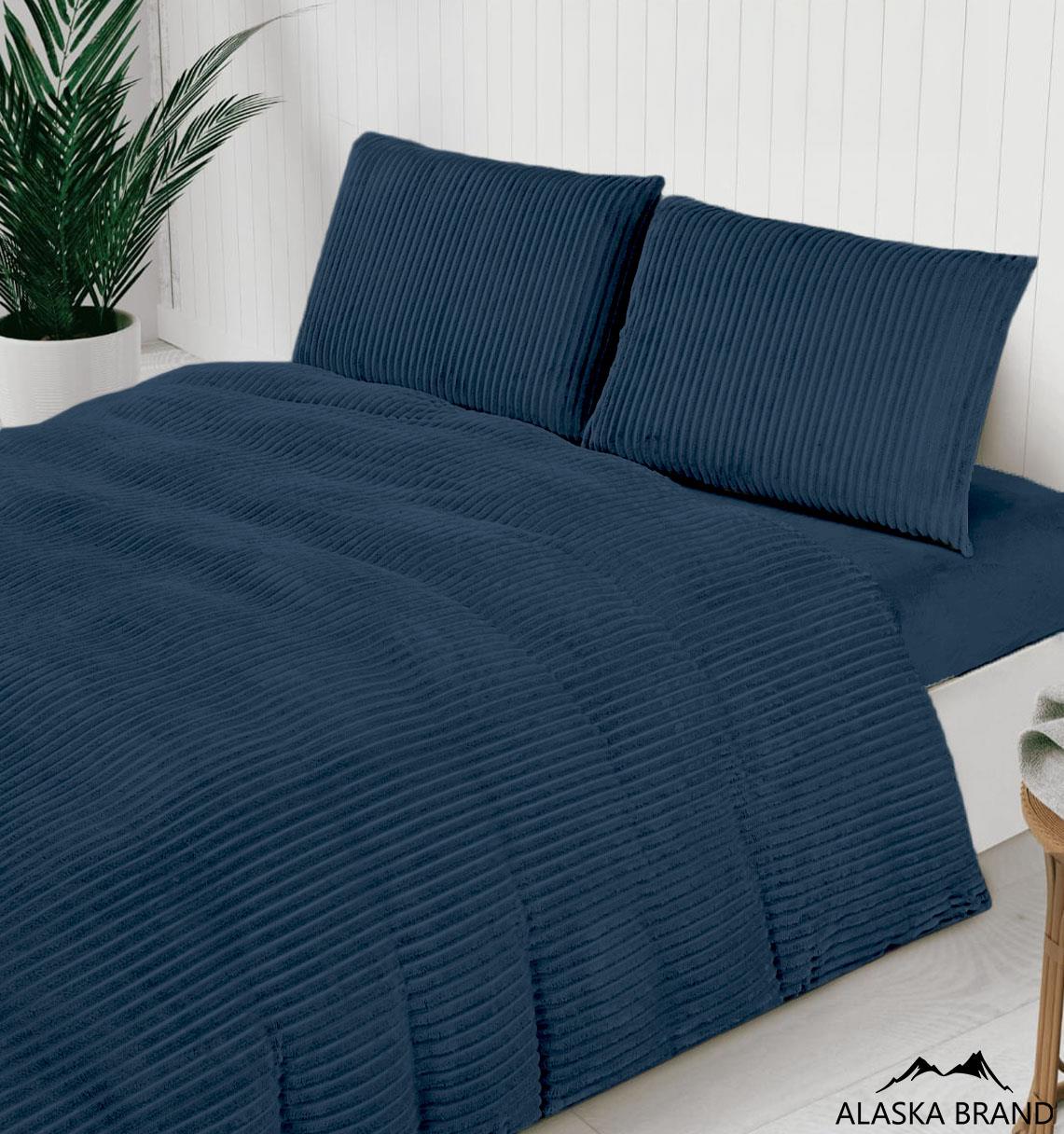 מצעי 100% פלנל רך ומחמם במיוחד | דגם אלונה כחול כהה