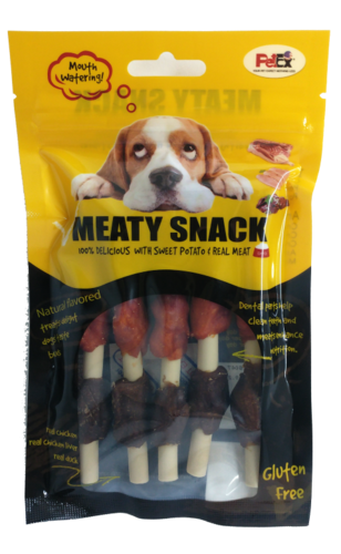 מיטי סנאק מזון מלא לכלבים עם בשר עוף וברווז במשקל של 80 גרם (KEBABSׁ)