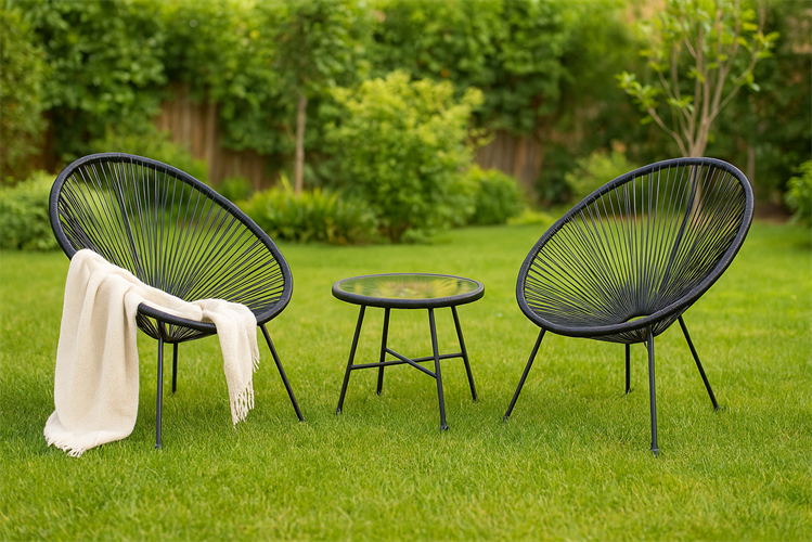 סט זוגי לגינה ולמרפסת דגם דנמרק צבע שחור